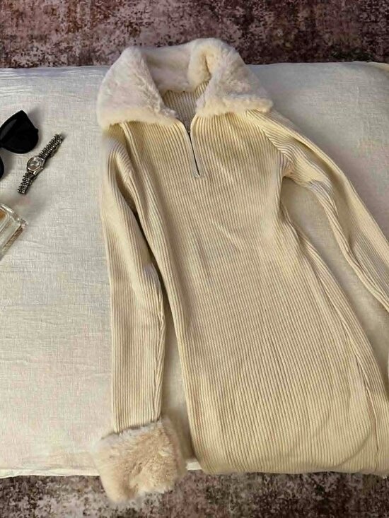 SHEIN Dresses & Skirts - beige winter dress